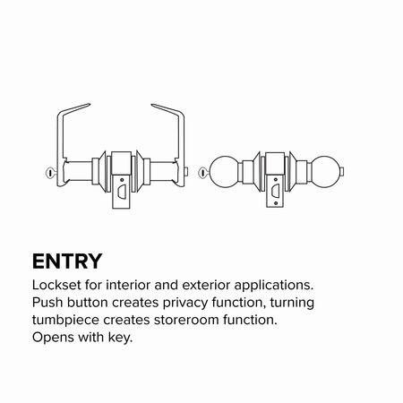 Trans Atlantic Co. Heavy-Duty Brushed Chrome Grade 1 Commercial Cylindrical Entry Door Lever/Handle with Lock DL-LHV53-US26D